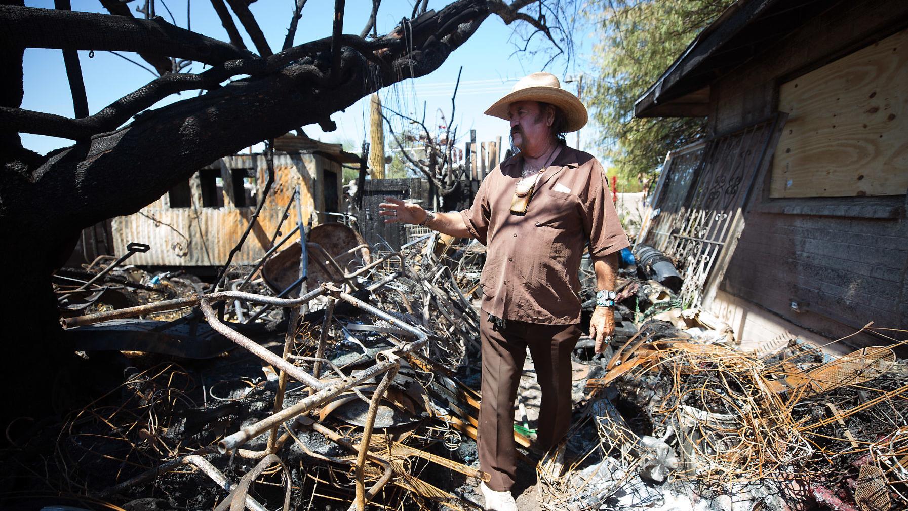 Witches, artwork burn in fire at home of Tucson artist known as 'The Wall Guy'